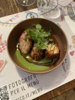Rollé di Coniglio,Pancetta e crema di Trombette